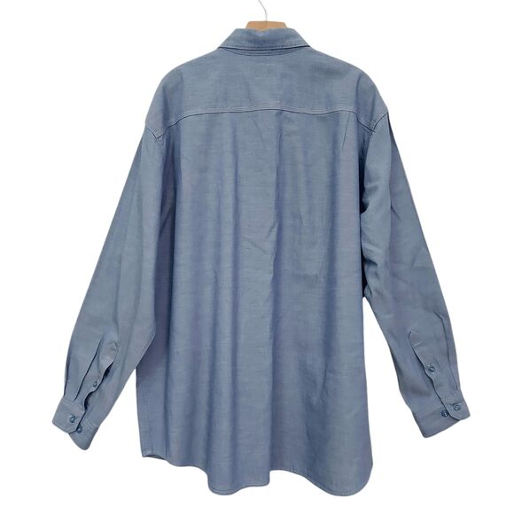Carhartt Flame Resistant Shirt Mens 2XL Blue Button Up Long Sleeve Work Durable - Picture 4 of 11